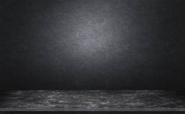 Empty top of black marble stone table on concrete wall background texture grunge and grey surface with space or display for add text or image and product. Loft style. stock photo