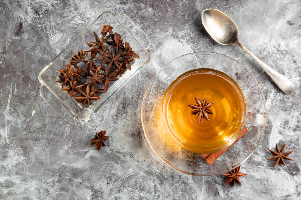 istock Anise tea with cinnamon in glass cup. 1488920237