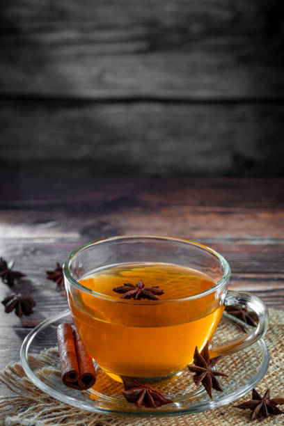 istock Anise tea with cinnamon in glass cup. 1488920547