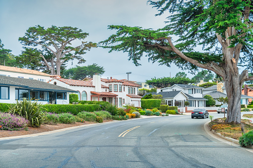 Houses on Ocean View Boulevard in the Pacific Grove Neighborhood of Monterey, California, USA