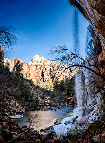 Hiking in Zion National Park near Springdale, Utah.