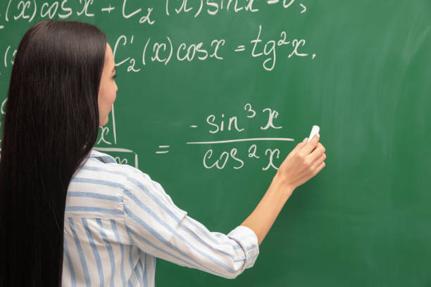 istock Young teacher explaining mathematics at chalkboard in classroom 1488926786