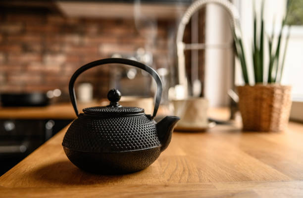 kettle on a stove.