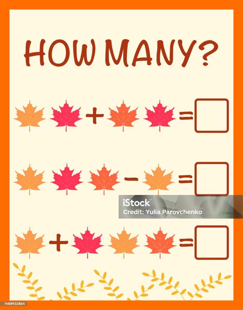 Math Addition Worksheets Vector Stock Vector Preschool Addition Math Worksheet Template Stock Illustration ...