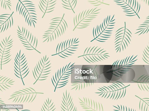 istock Seamless Palm Frond Branch Background Pattern 1488940494