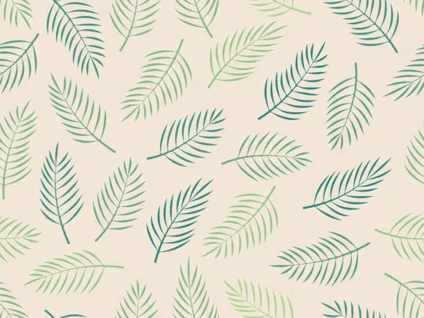 Vector illustration of Seamless Palm Frond Branch Background Pattern
