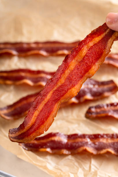 istock Turkey bacon crispy cooked on parchment paper 1488945150