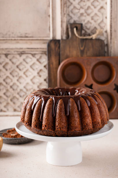 istock Chocolate marble bundt cake with chocolate glaze drizzled on top 1488946460