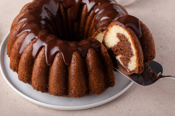 istock Chocolate marble bundt cake with chocolate glaze drizzled on top 1488946469