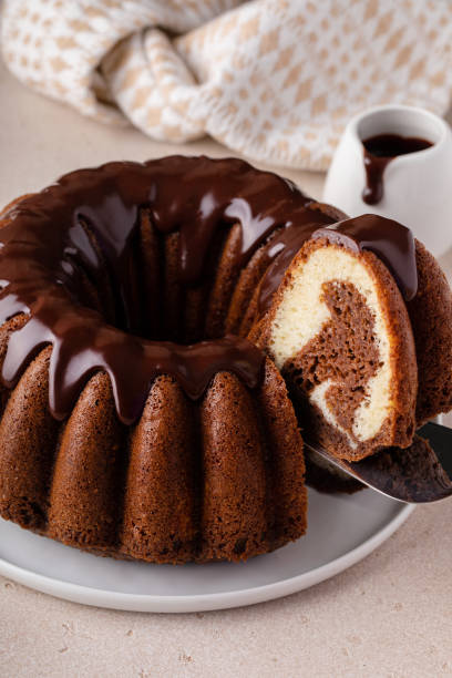 istock Chocolate marble bundt cake with chocolate glaze drizzled on top 1488946473