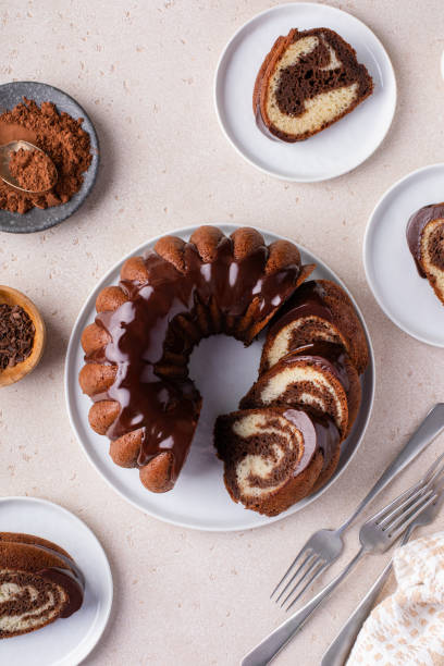 istock Chocolate marble bundt cake with chocolate glaze drizzled on top 1488946475