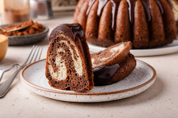 istock Chocolate marble bundt cake with chocolate glaze drizzled on top 1488946492