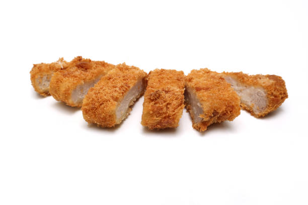 Pork cutlet isolated on a white background.