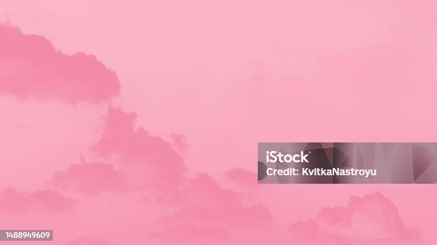 Pink Clouds On Light Pink Sky Background Pastel Sky Stock Photo ...