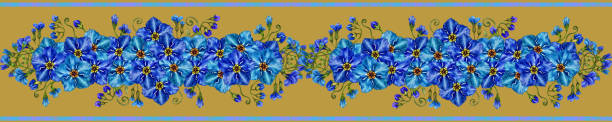 istock Rectangular border of hand drawn watercolor blue forget-me-not flowers with green branches and grass for wedding bouquets, Mother's Day, Father's Day, Valentine's Day, birthday, spring and summer invitations, floral tags 1488950554