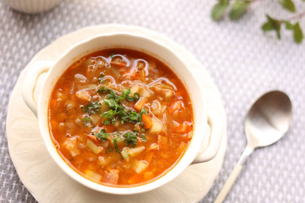 istock Lentil and Vegetable Minestrone Style Soup 1488955008