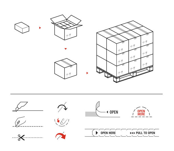 zestaw ikon pakietów. elementy wektorowe do infografik. - cardboard box white background paper closed stock illustrations