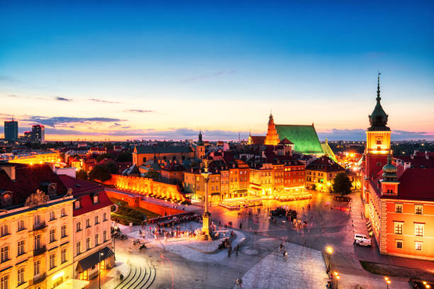 istock Warsaw Old Town Aerial view during Dusk 1488961283