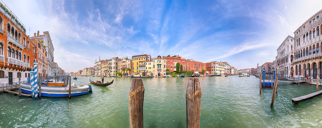 Astonishing morning cityscape of Venice with famous Canal Grande. Popular travell destination... Location: Venice, Dolomites, Italy, Europe