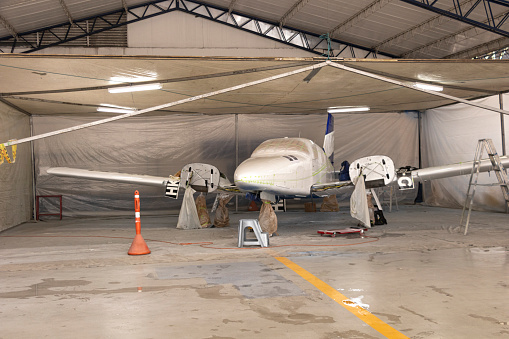 Airplane in hangar