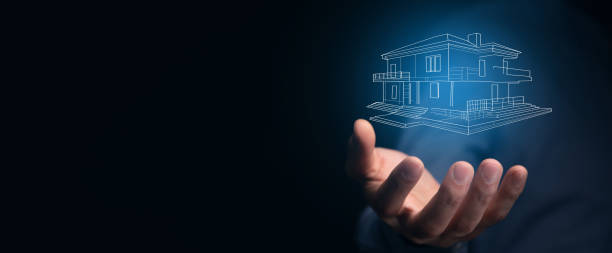 modern house holographic scan projection