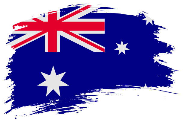 istock Australia brush stroke flag vector background. Hand drawn grunge style Australian isolated banner 1488973315