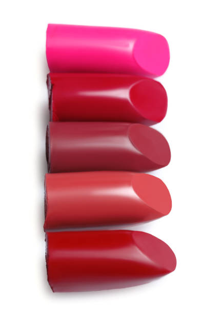 istock Many different bright lipsticks on white background, top view 1488979737