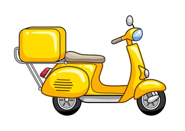 Vector illustration of Yellow delivery scooter