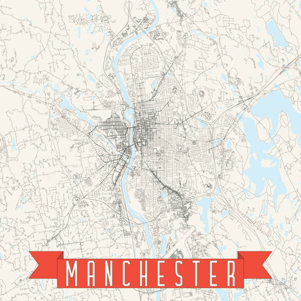 manchester, new hampshire, stany zjednoczone mapa wektorowa - manchester city stock illustrations