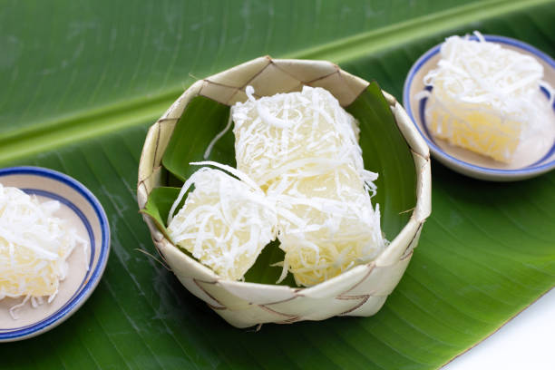 istock Steamed tapioca cake or cassava cake with grated coconut 1488993843