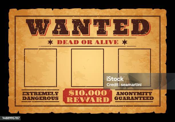 Western Wanted Banner With Reward Vintage Poster Stock Illustration ...
