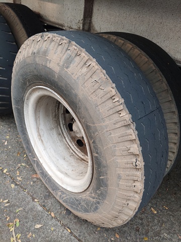 truck tires with bad condition. need to be replaced immediately