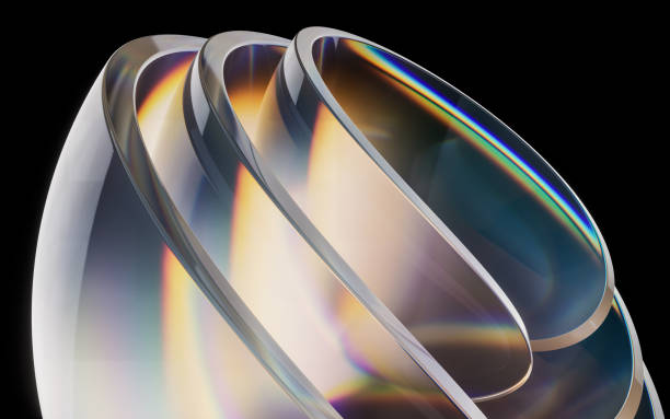 istock Colorful curve glass with dispersion, 3d rendering. 1489007471