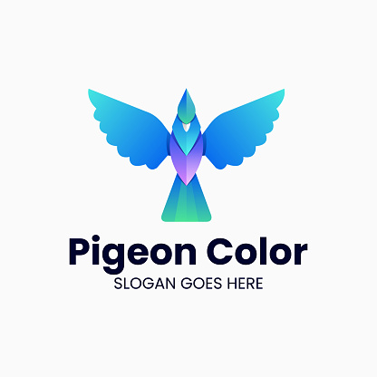 Vector Illustration Pigeon Gradient Colorful Style