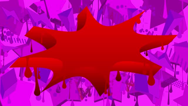 Red Graffiti Speech Bubble on abstract purple background animation.