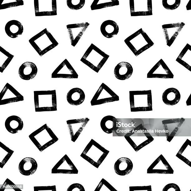 Simple Pattern From Shapes Geometric Simple Shapes Seamless Pattern Stock Illustration - Download ...
