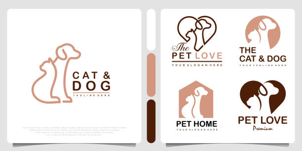 zestaw ikon dog cat pet shop projekt wektorowego logo. to logo może być używane jako logo sklepu zoologicznego, kliniki zoologicznej. - agility stock illustrations