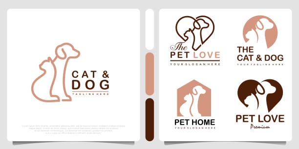 Dog Cat Pet Shop icon set Vector Logo design.This logo could be use as logo of pet shop, pet clinic. Dog Cat Pet Shop icon set Vector Logo design.This logo could be use as logo of pet shop, pet clinic. animal shelter stock illustrations