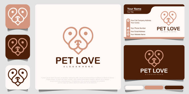 dog love logo design vector template dog love logo design vector template heart worm stock illustrations