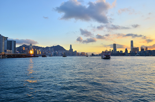 18 June 2013 sunset of Victoria Harbour, the hong kong