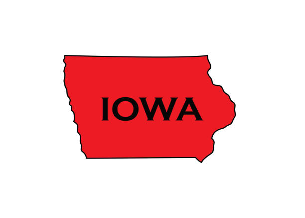 istock Politically conservative state of Iowa colored red. 1489031789