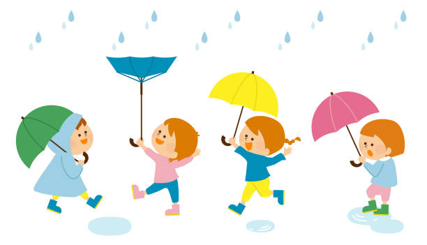 80+ Cheerful Four Friends Having Fun In The Rain Stock Photos