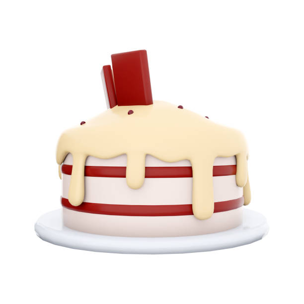 istock 3d rendering cake with chocolate bar and cherries on top icon. 3d render sweet dessert with ripe cherries and sweet chocolate and cream icing. Cake with chocolate bar and cherries on top 1489046614