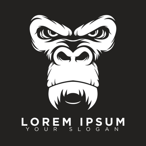 Gorilla Face Design. Perfect for strong new business or clothing company. serious monkey stock illustrations
