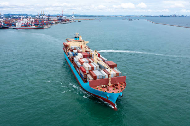 istock containers ship corgo logistic transportation import export international sailing in sea Photograph angle view from drone of point view 1489050267