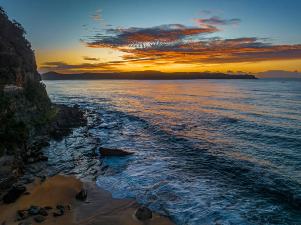 istock Aerial sunrise seascape with high cloud 1489050519