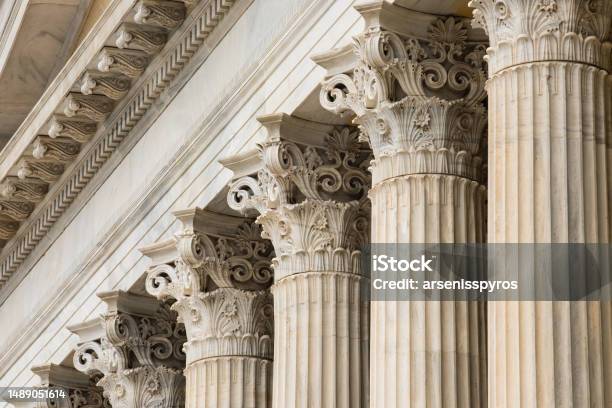 Architectural Detail Of Marble Corinthian Order Columns Stock Photo - Download Image Now
