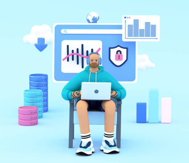 Programmer or developer working with big data and databases, analyzing business process. 3d rendering concept of data science, including big data, machine learning, data visualization programador o desarrollador trabajando con big data y bases de datos, analizando procesos de negocio. concepto de renderizado 3d de la ciencia de datos, incluidos big data, aprendizaje automático, visualización de datos, intercambio en línea