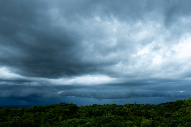 Storm clouds with the rain. Nature Environment Dark huge cloud sky black stormy cloud