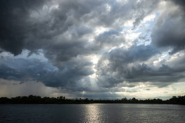 Storm clouds with the rain. Nature Environment Dark huge cloud sky black stormy cloud